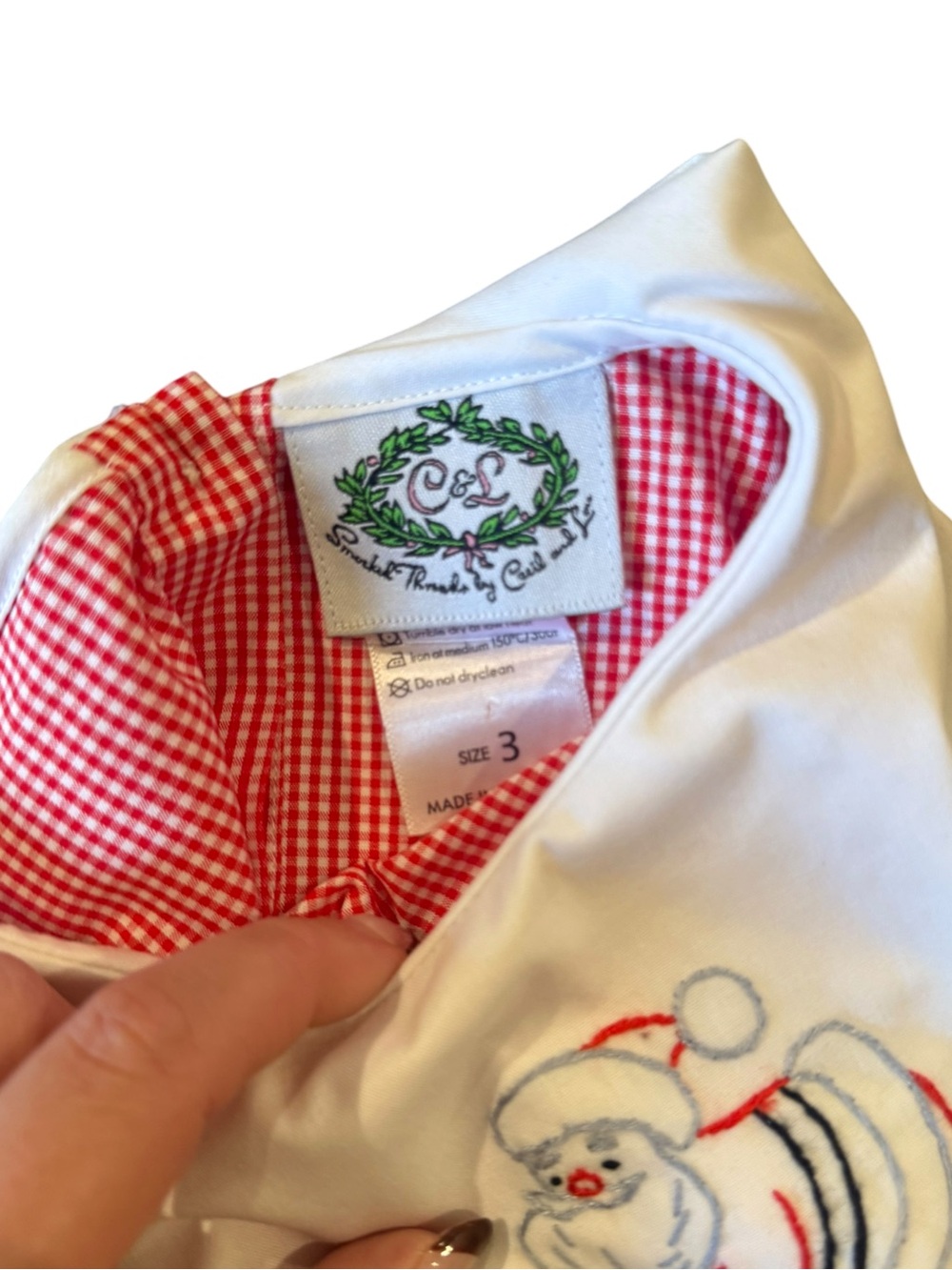 Cecil and Lou - Christmas Santa Embroidered Gingham Shirt - Picture 5 of 7